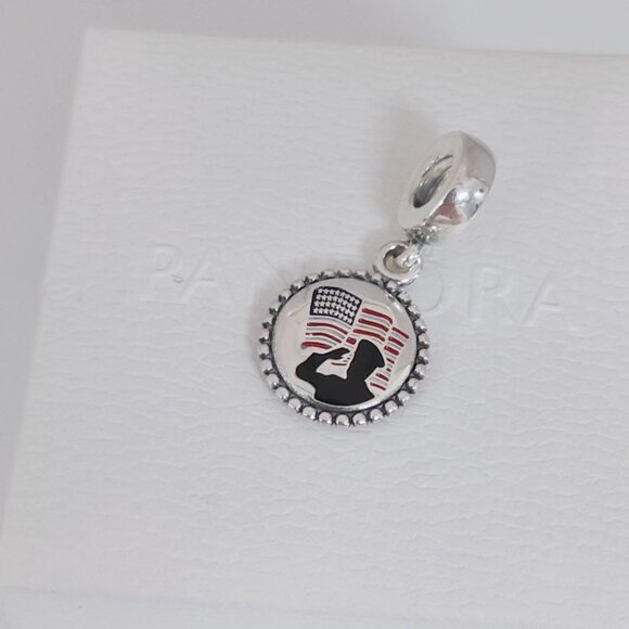 Pandora American Flag and Soldier Police Dangle Charm Exclusive Pendant with box - Picture 4 of 10